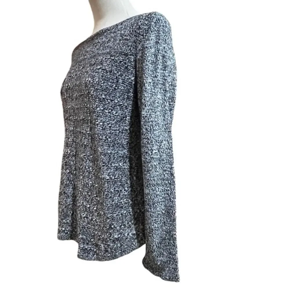 Croft & Barrow Long Sleeve Sweater Round Hem Crewneck‎ Black White XL